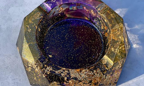 Gold, Purple, and Black Ashtray